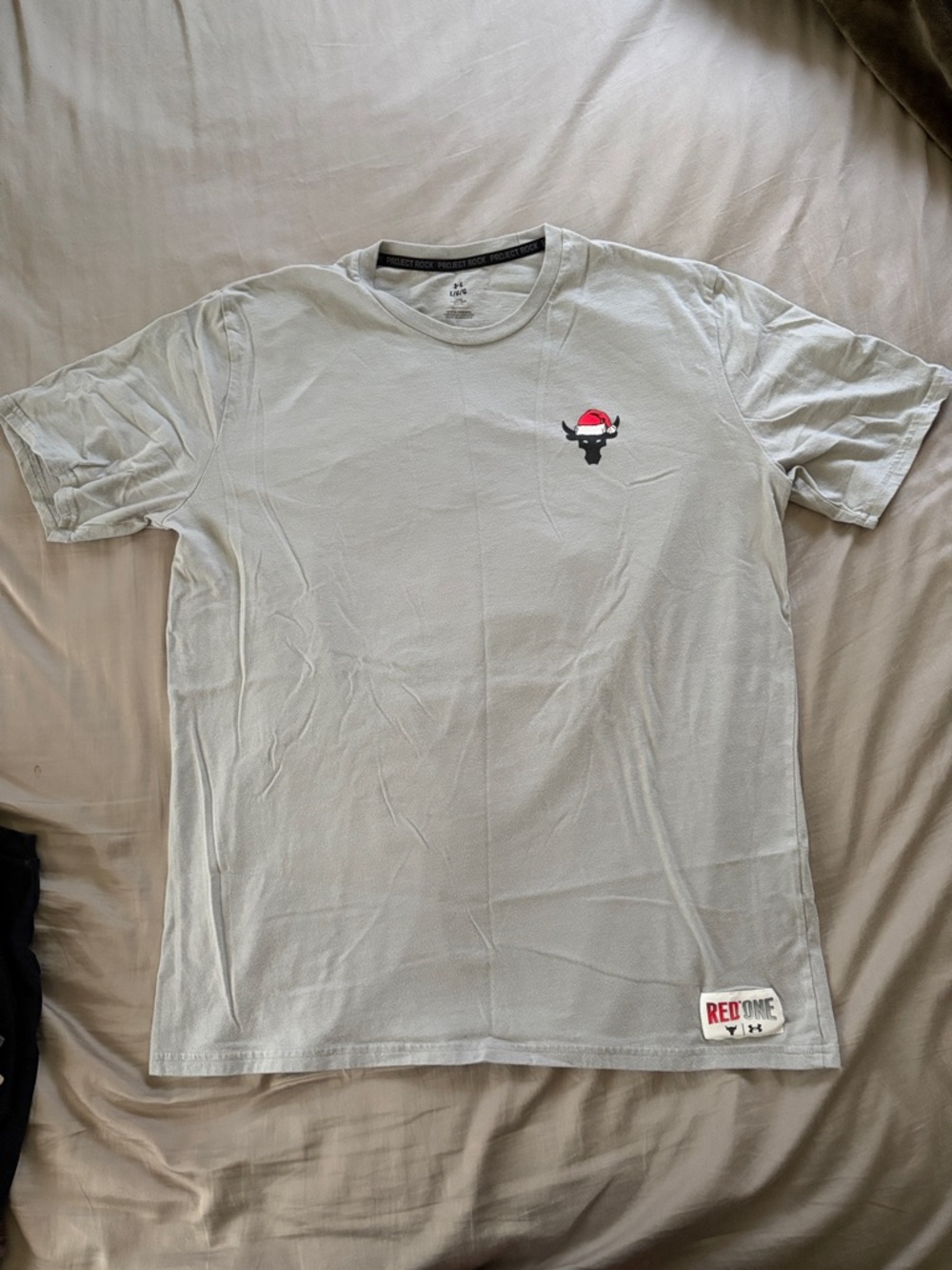 Under Armour Light Gray Short-Sleeve Tee Project Rock “Red One”